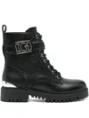Guess Usa 40mm Oranda 4g Peony Logo-debossed Combat Boots In Black