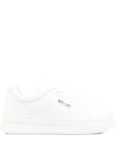 Guess Usa 45mm Welli Leather Sneakers In White