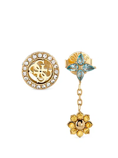 Guess Usa 4g Crystal-embellished Earrings Set (set Of Three) In Multi