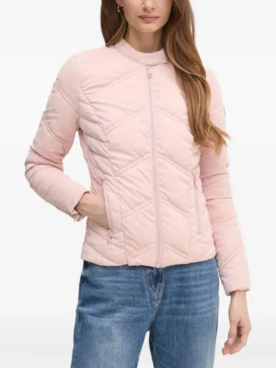 Guess Usa 4g-jacquard Quilted Jacket In Pink