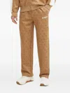 Guess Usa 4g-pattern Side-stripe Track Pants In Neutral