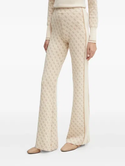Guess Usa 4g-pattern Side-stripe Trousers In Neutral
