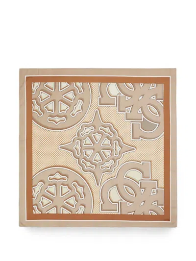 Guess Usa 4g Peony Logo-pattern Scarf In Neutral