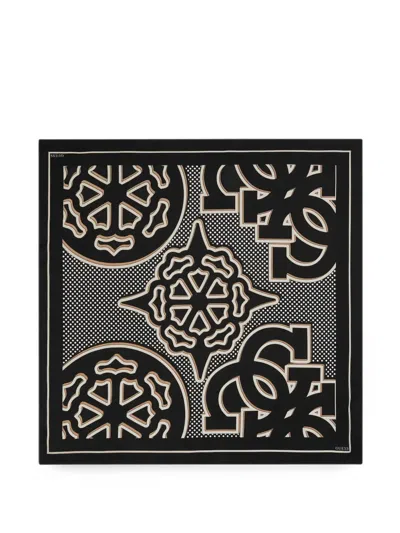 Guess Usa 4g Peony Logo-print Polka-dot Scarf In Black