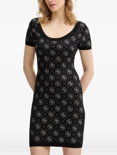 Guess Usa 4g Rhinestone-embellished Mini Dress In Black