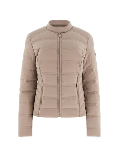 Guess Usa 4g-logo Quilted Jacket In Neutral