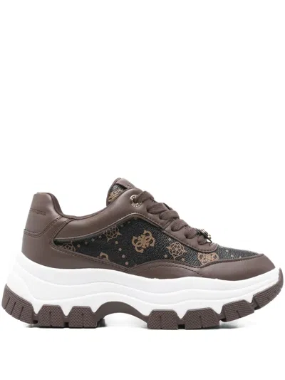 Guess Usa 73mm Berrett 4g Logo Sneakers In Brown