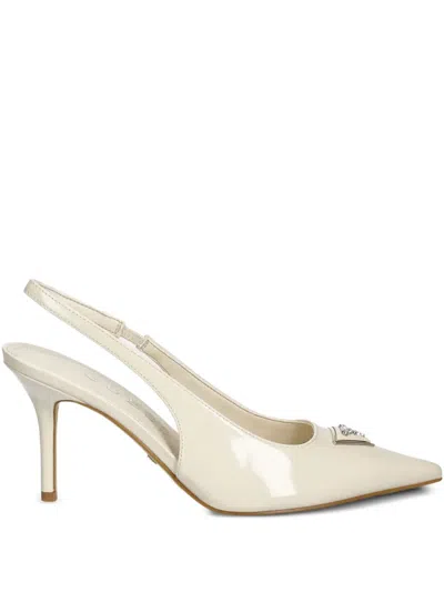 Guess Usa 85mm Nassir Slingback Pointed-toe Pumps In White