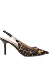 Guess Usa 85mm Slingback Leopard Pumps In Brown