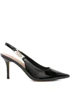 Guess Usa 90mm Slingback Pointed-toe Pumps In Black