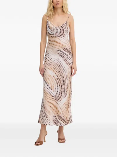 Guess Usa Abstract-print Cowl-neck Midi Dress In Multi