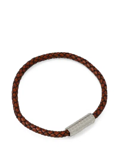 Guess Usa Acapulco Braided-leather Bracelet In Brown