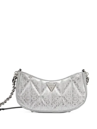 Guess Usa Aldina Quilted-design Chain-strap Shoulder Bag In Silver