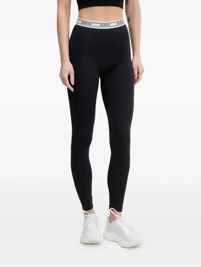 Guess Usa Aline Logo-waistband Leggings In Black