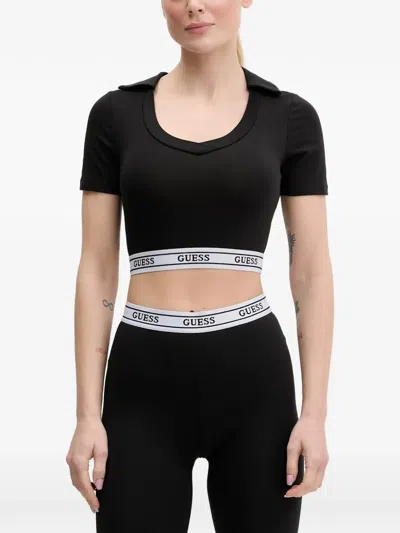 Guess Usa Aline Polo T-shirt In Black