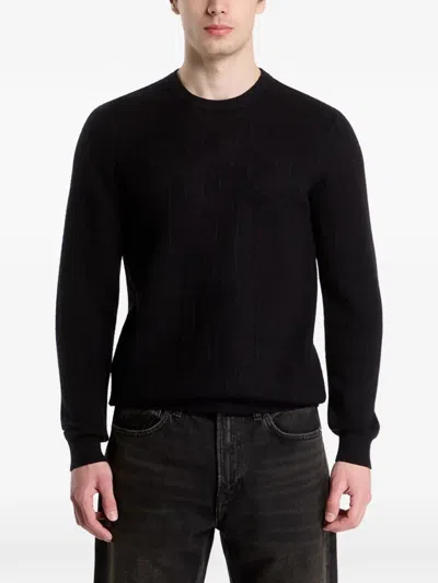 Guess Usa All Over Logo Sweater In Black