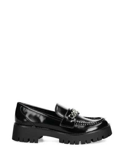 Guess Usa Almer Chain Detail Lug Sole Loafers In Black