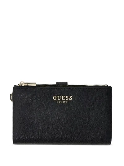 Guess Usa Amorette Double-zip Wallet In Black