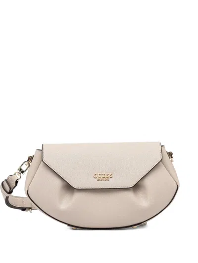 Guess Usa Amorette Logo-lettering Crossbody Bag In Metallic