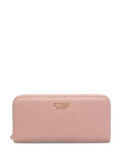Guess Usa Amorette Logo-plaque Zip-around Wallet In Pink