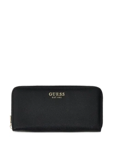 Guess Usa Amorette Zip-around Wallet In Black