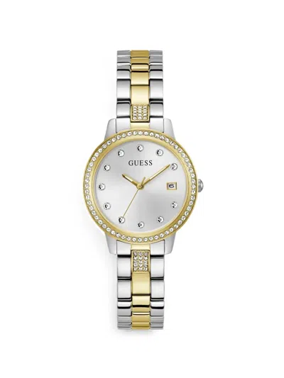 Guess Usa Analogue Watch With Crystal Appliqué Detailing In Multi