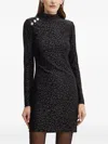 Guess Usa Animal-print Long-sleeve Mini Dress In Black