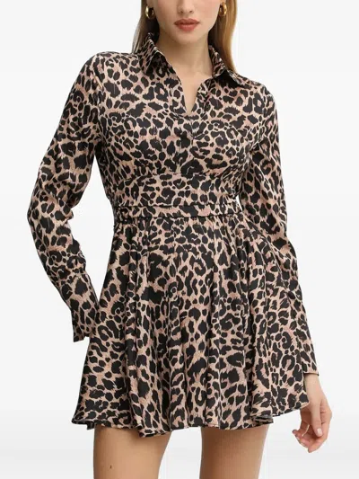Guess Usa Animal-print Mini Dress In Brown