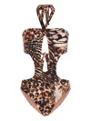 Guess Usa Animal-print Swimsuit In Brown
