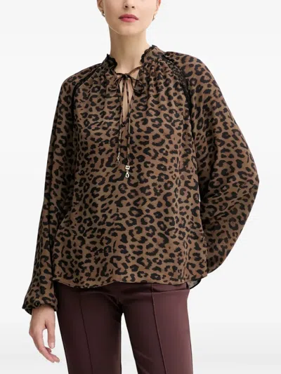 Guess Usa Animal-print Top In Brown