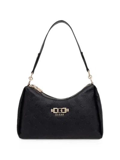 Guess Usa Anise Logo-debossed Monogram-pattern Tote Bag In Black