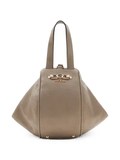 Guess Usa Anise Logo-debossed Pouch In Brown