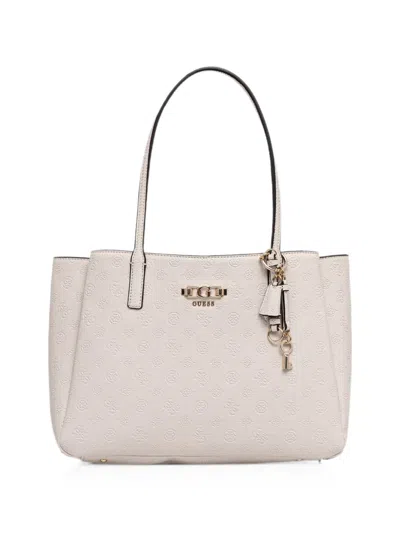 Guess Usa Logo-embossed Charm-detail Tote Bag In Neutral