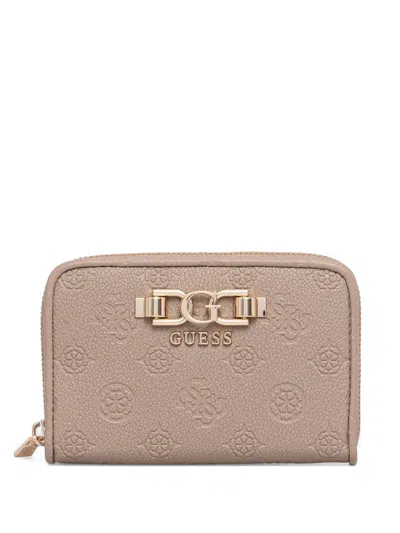 Guess Usa Anise Logo-embossed Wallet In Neutral