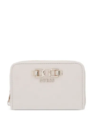 Guess Usa Anise Logo-embossed Zip-around Wallet In White