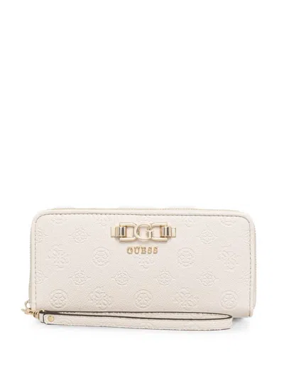 Guess Usa Anise Logo-embossed Zip-around Wallet In Neutral