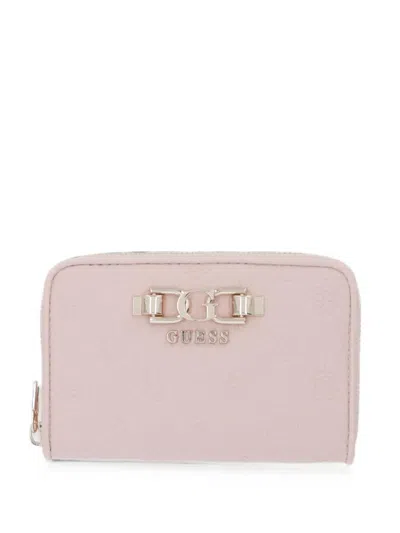 Guess Usa Anise Logo-embossed Zip-around Wallet In Pink