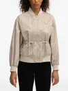 Guess Usa Aop Logo-plaque Bomber Jacket In Neutral