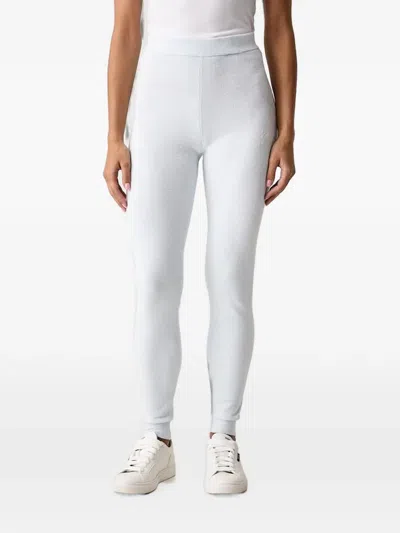 Guess Usa Aria Logo-embroidered Bouclé Trousers In White