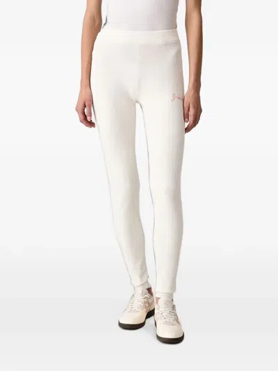 Guess Usa Aria Logo-embroidered Track Pants In White