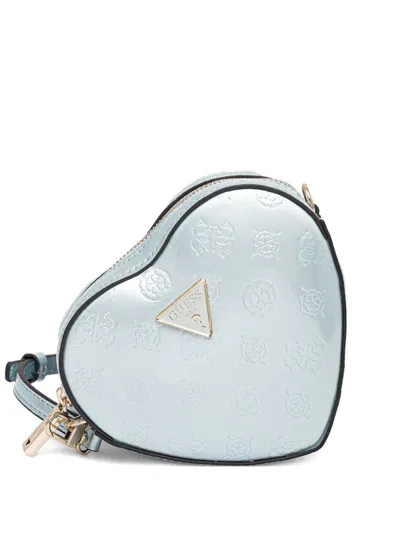 Guess Usa Arnela Heart-shaped Leather Crossbody Bag In Blue