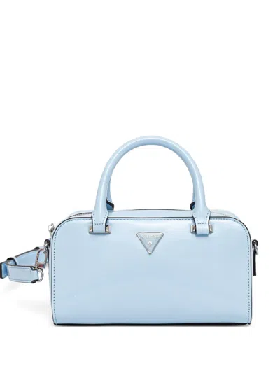 Guess Usa Arnela Patent-finish Logo-plaque Tote Bag In Blue