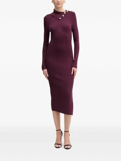 Guess Usa Asymmetric-neck Midi Dress In Burgundy
