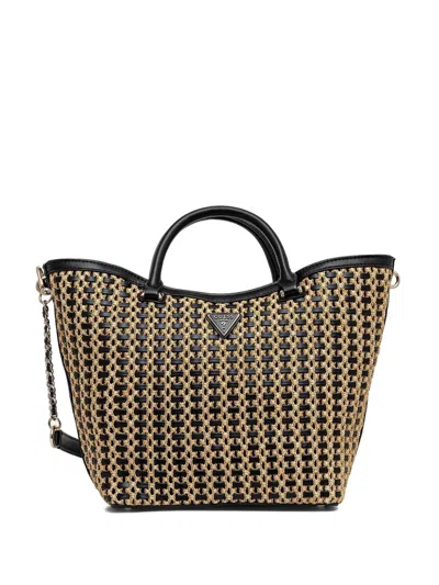 Guess Usa Atalia Woven Tote Bag In Neutral