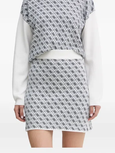 Guess Usa Aubrey Patterned Mini Skirt In White