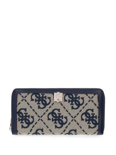 Guess Usa Audrey Monogram-print Wallet In Orange