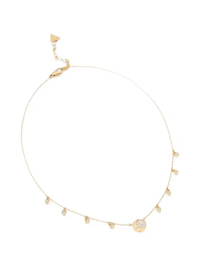 Guess Usa Aurora Crystal-embellished Charm Necklace In Gold