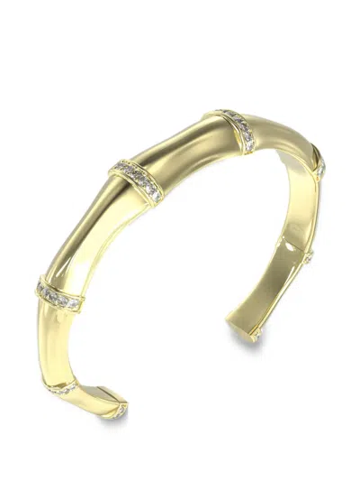 Guess Usa Bamboo Crystal-embellished Bangle In Gold