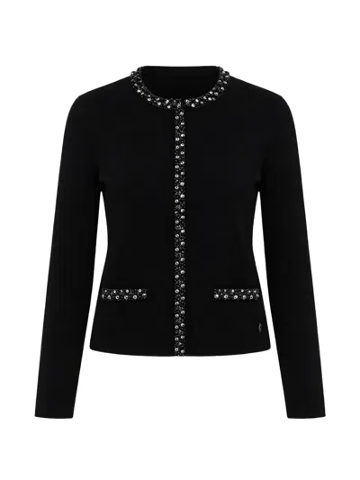 Guess Usa Beaded Cardigan In Black