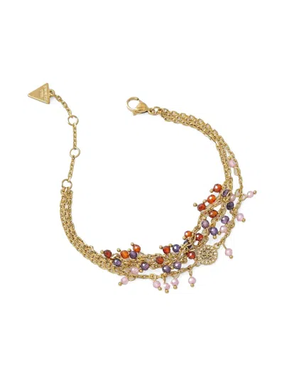 Guess Usa Beaded Chain Bracelet In Gold